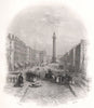 Sackville Street, Dublin. Ireland 1835 old antique vintage print picture