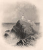 Lighthouse at Howth, Dublin. Ireland 1835 old antique vintage print picture
