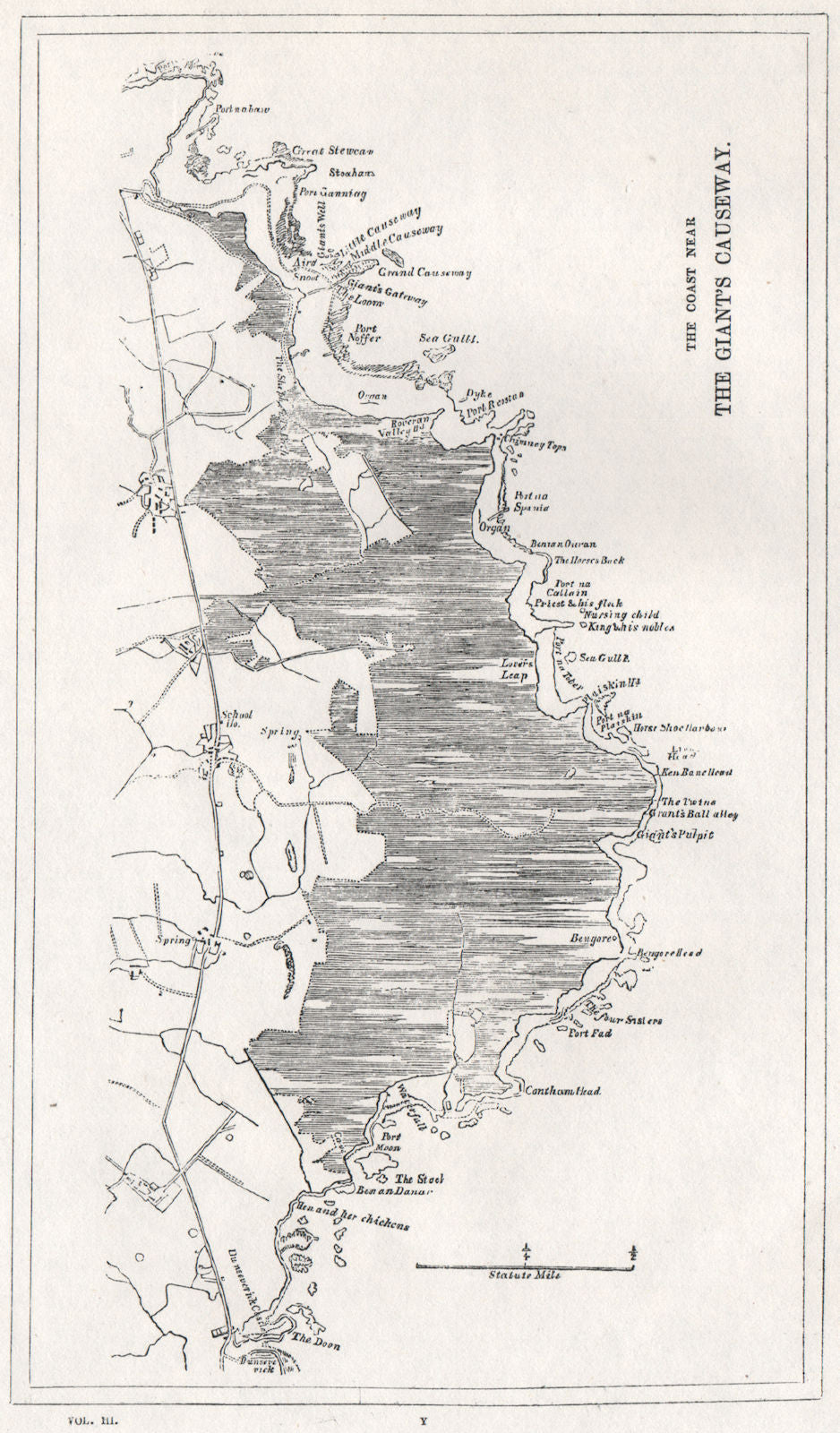 The coast near The Giant's Causeway. Ulster, Ireland 1835 old antique map