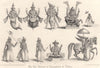 The Ten Avatars or Incarnations of Vishnu. Hinduism. India 1840 old print