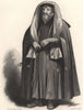 A Jewish Rabbi dressed for prayers. Judaism 1840 old antique print picture
