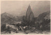 Hindu Temple. Stupa of Mahadeo in the Sivalik Mountains, India 1840 old print