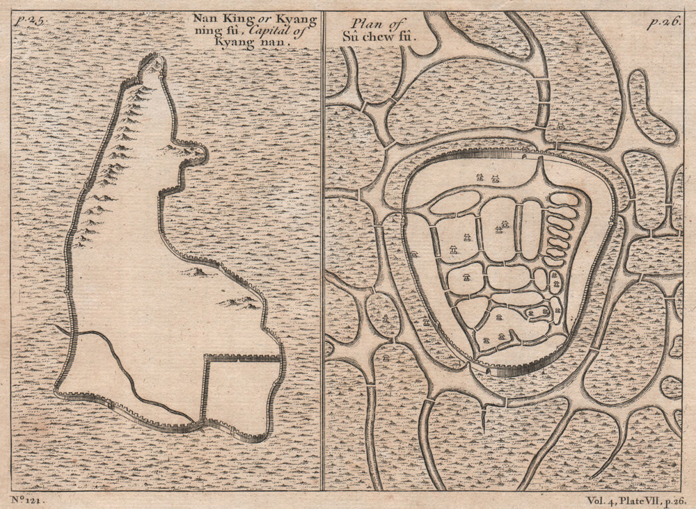 JIANGSU CITY PLANS. Nanking (NANJING) & Su Chew fu (SUZHOU). China 1746 map