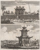 CHINESE TEMPLES. Tey wang myan & Sin ko tsyen 1746 old antique print picture