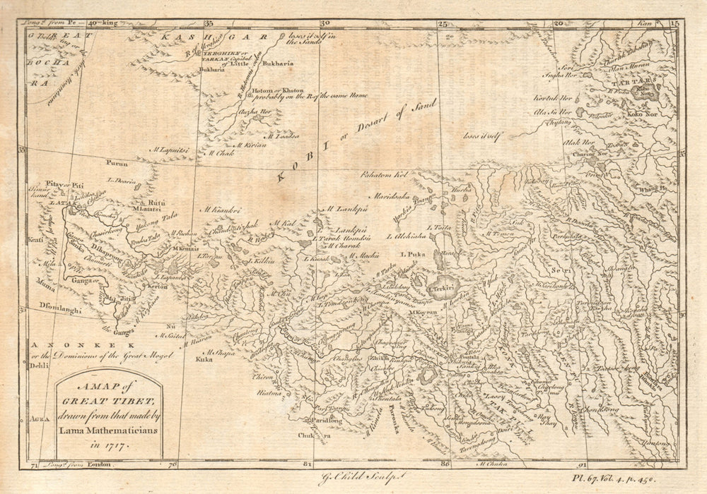 'Great Tibet, from that made by Lama Mathematicians in 1717'. CHILD 1746 map