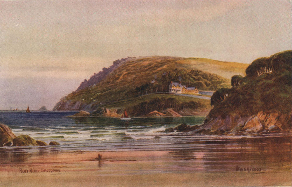 Bolt Head, Salcombe, South Devon, by Charles E. Hannaford 1907 old ...