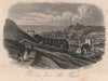 Hastings from All Saints church, Sussex. Antique steel engraving 1861 print