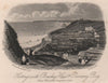 Hastings with Beachy Head & Pevensey Bay, Sussex. Antique steel engraving 1861