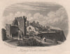 Hastings Castle Sussex, Sussex. Antique steel engraving c1872 old print