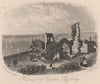 Interior of Castle, Hastings, Sussex. Antique steel engraving 1860 old print