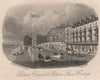 Pelham Crescent & Pelham Place, Hastings, Sussex. Antique steel engraving 1863
