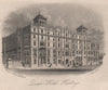 Queen Hotel, Hastings, Sussex. Antique steel engraving 1863 old print