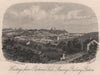 Hastings from Bohemia Vale with railway stations, Sussex. Steel engraving 1864