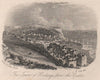 The town of Hastings from the Castle, Sussex. Antique steel engraving 1860