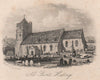 All Saints church, Hastings, Sussex. Antique steel engraving c1872 old print