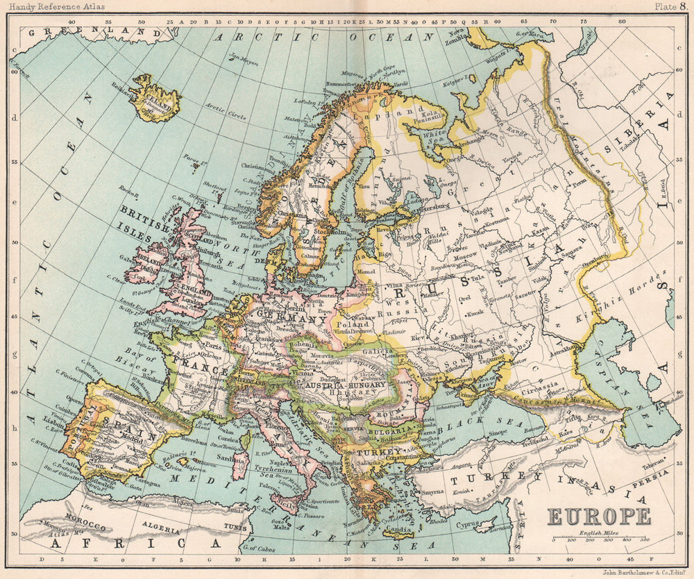 Europe. Austria-Hungary &c. BARTHOLOMEW 1904 old antique map plan chart