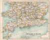 England & Wales Southern Section. Great Britain. BARTHOLOMEW 1904 old map