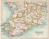 Ireland Southern Section. BARTHOLOMEW 1904 old antique vintage map plan chart