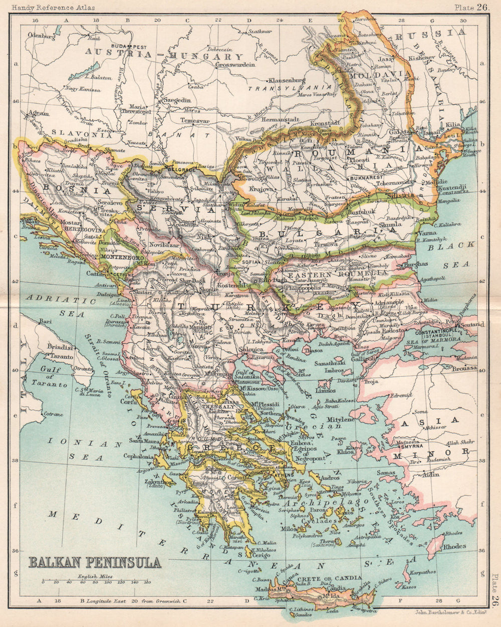 Balkan Peninsula. Eastern Roumelia Servia Turkey in Europe. Greece 1904 map