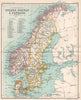 Sweden, Norway, & Denmark. Scandinavia. BARTHOLOMEW 1904 old antique map chart