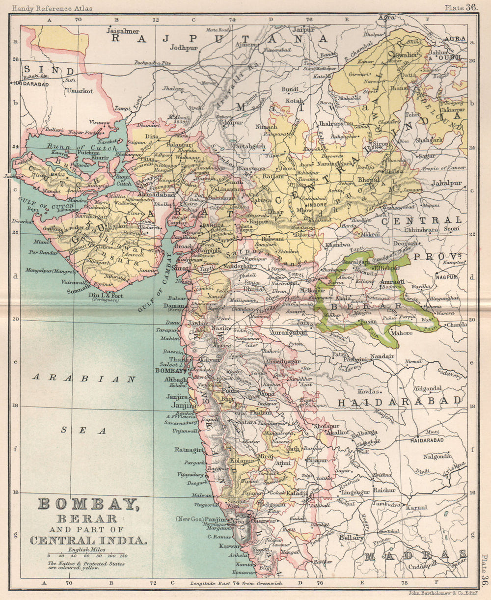 Bombay, Berar, and Part of Central India. NW British India 1904 old map