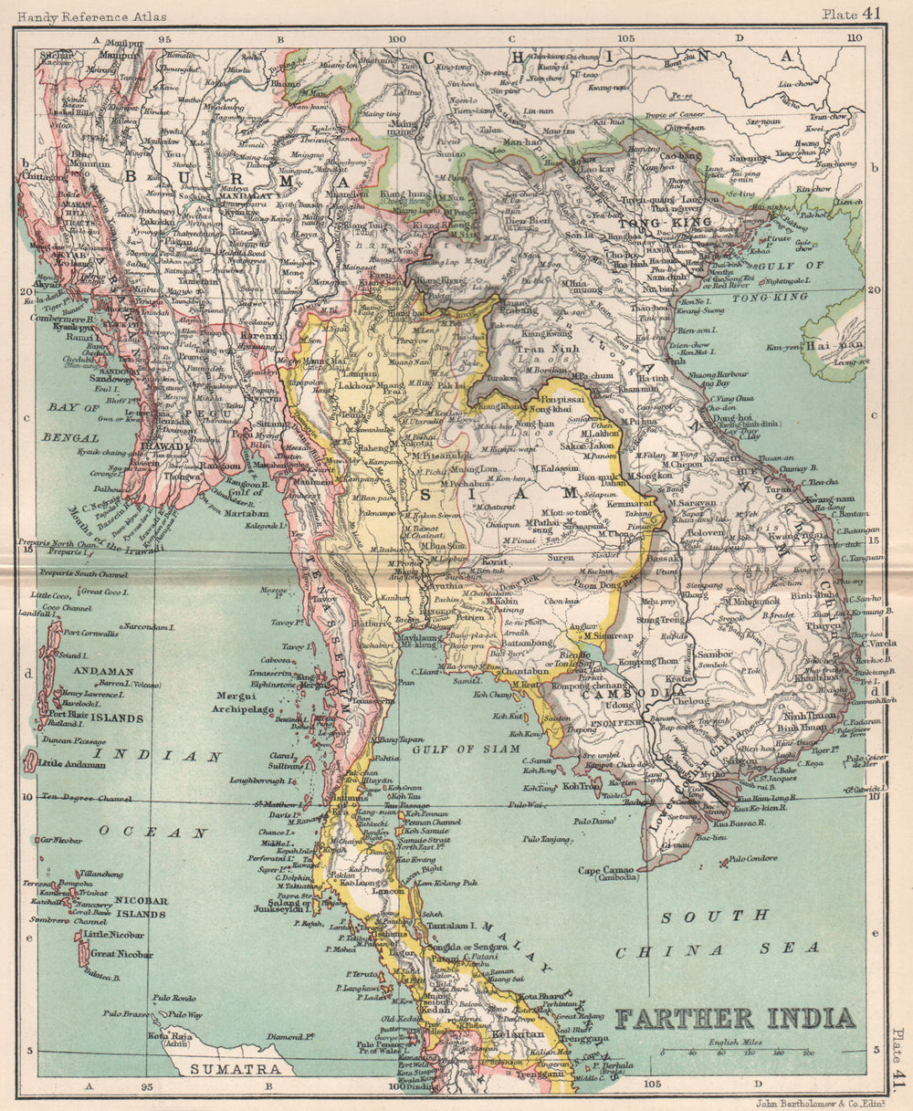 Farther India. Siam in spheres of influence. Anam. Burma. Indochina 1904 map