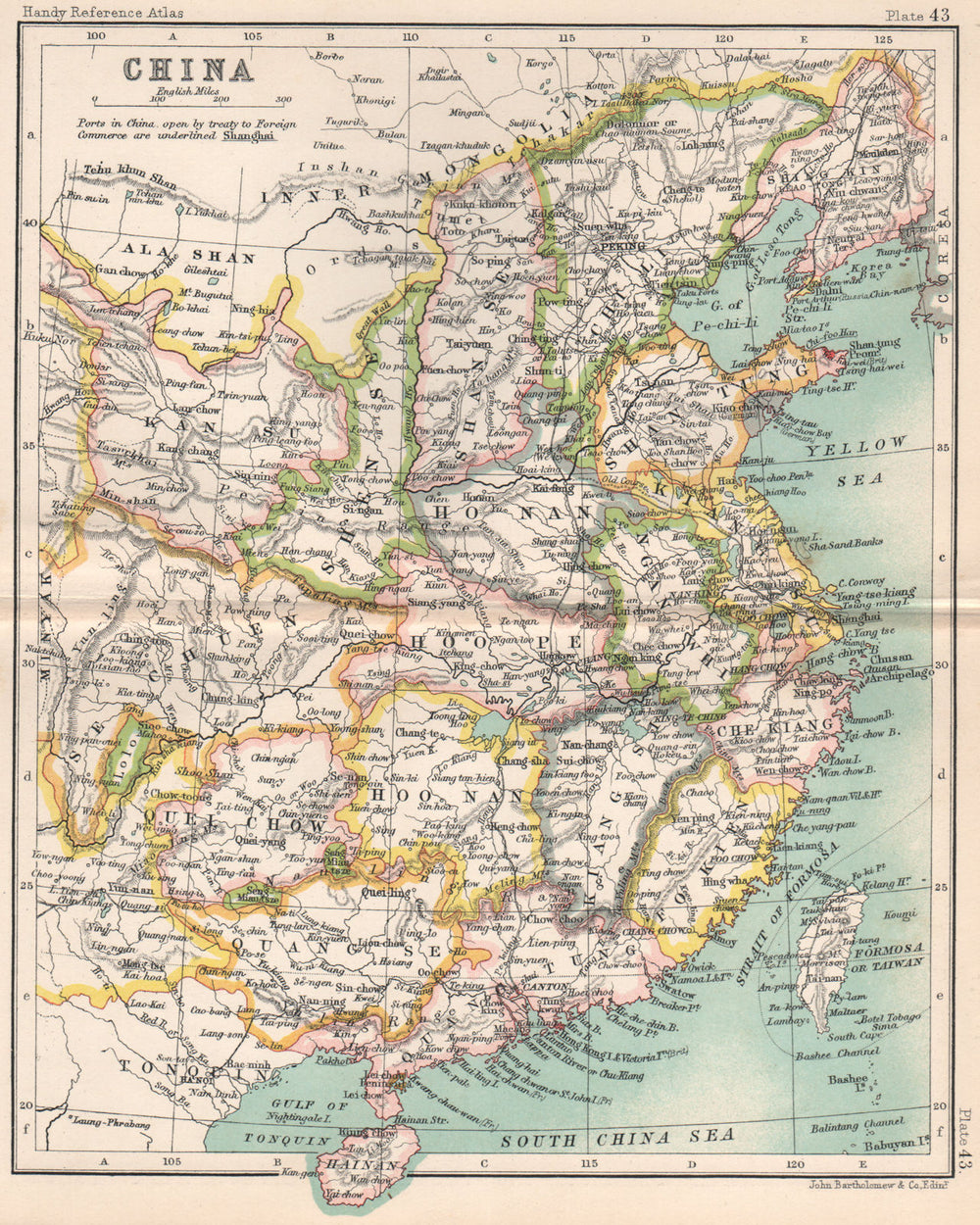 China in provinces. BARTHOLOMEW 1904 old antique vintage map plan chart