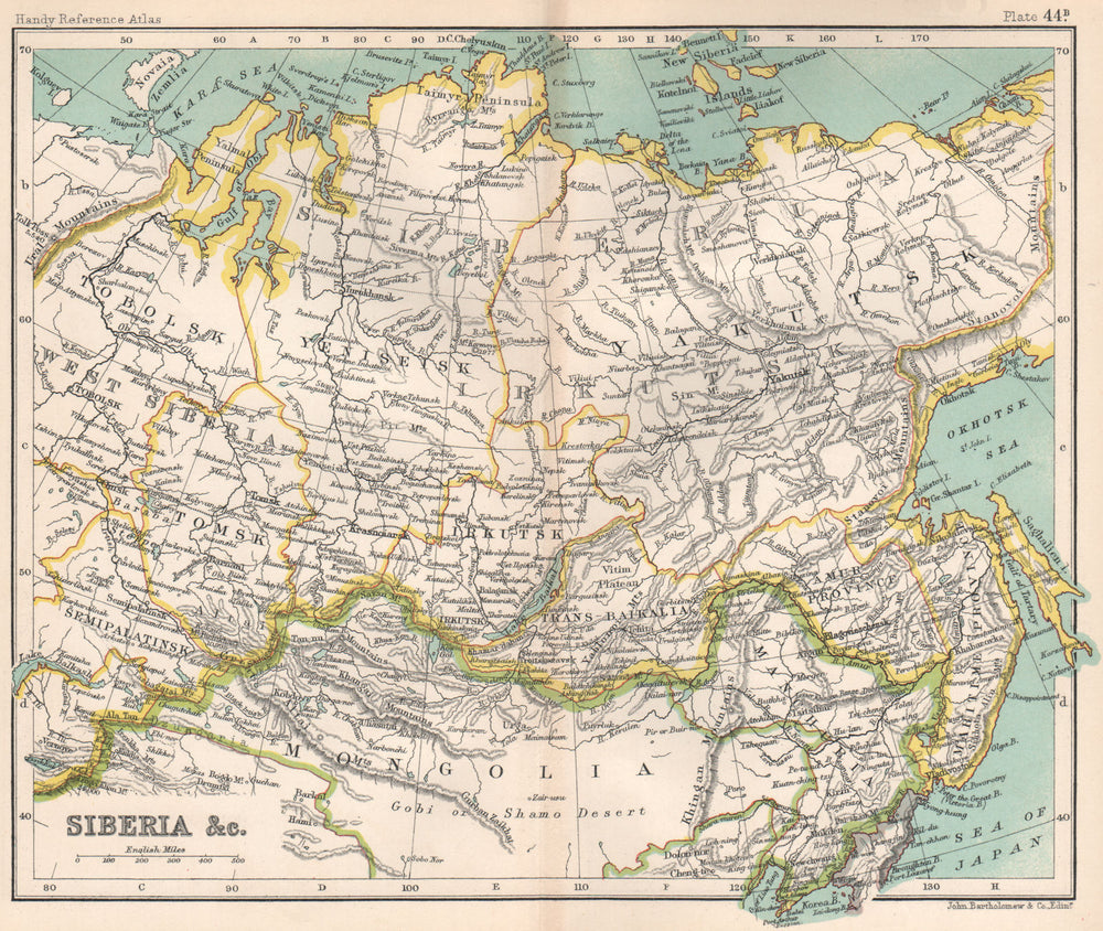 Siberia, &c. Russia. BARTHOLOMEW 1904 old antique vintage map plan chart