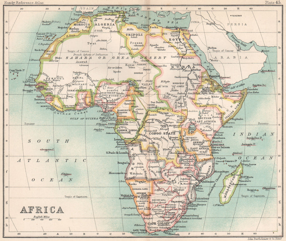 Africa. Congo State. British/German East Africa. Cape Colony 1904 old map
