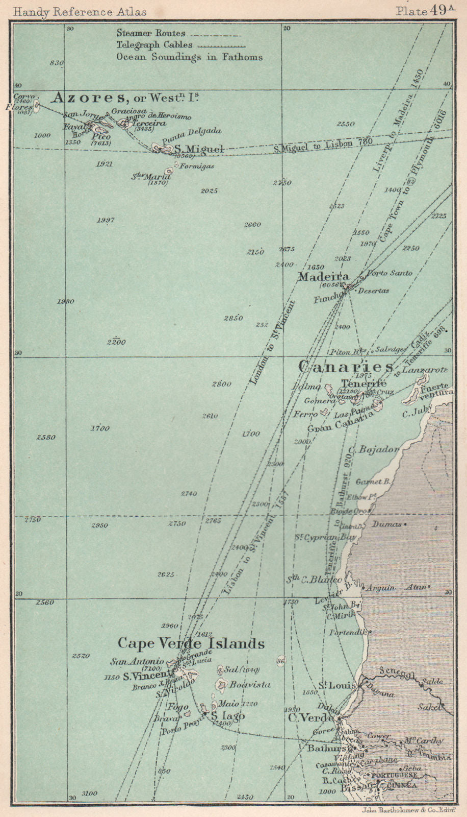 Macaronesia. Cape Verde Islands Azores Madeira Canary Islands 1904 old map