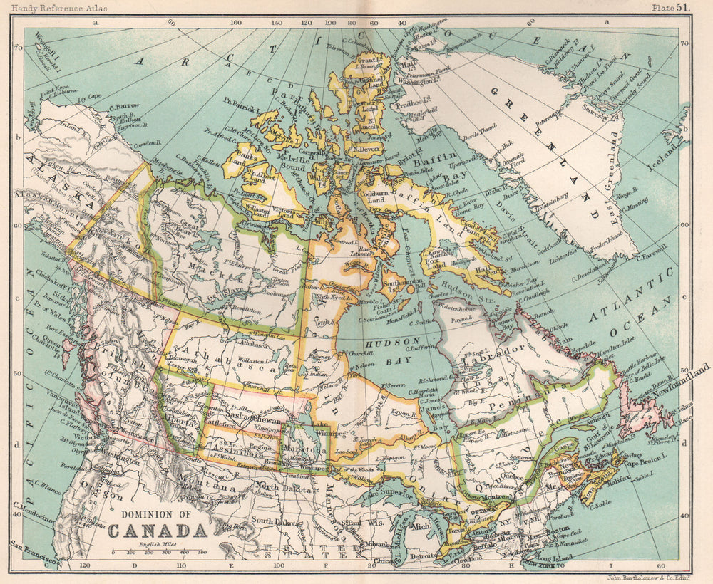 Dominion of Canada. Provinces. BARTHOLOMEW 1904 old antique map plan chart