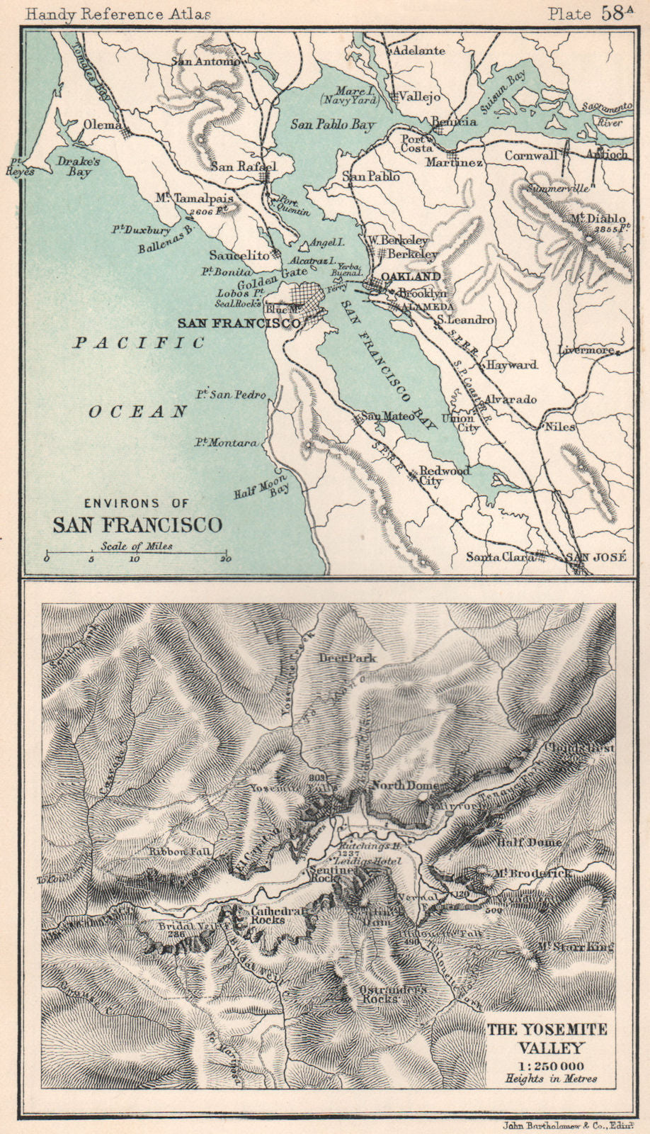 Environs of San Francisco. Yosemite Valley. California. BARTHOLOMEW 1904 map