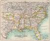 Southern States (United States). Deep South. Indian Territory. USA 1904 map