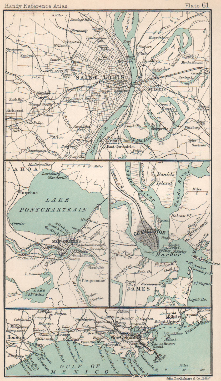 Environs of Saint Louis, Charleston & New Orleans. South Carolina 1904 old map