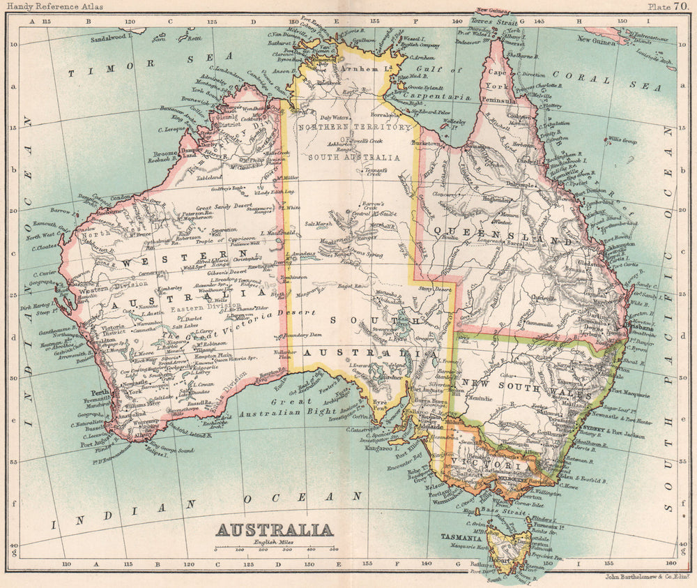 Australia. BARTHOLOMEW 1904 old antique vintage map plan chart