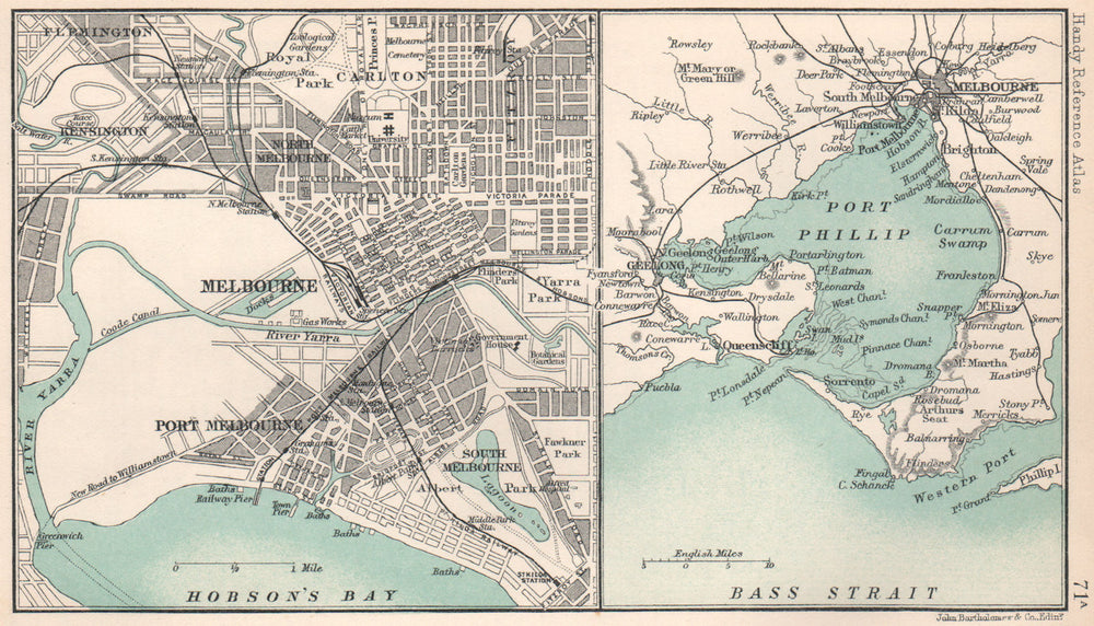 Environs of Melbourne & Port Phillip. Victoria Australia. BARTHOLOMEW 1904 map