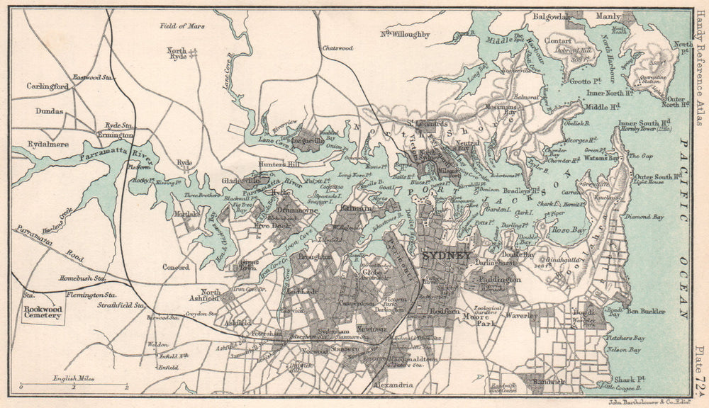 Sydney vintage sketch map. Port Jackson. New South Wales. BARTHOLOMEW 1904