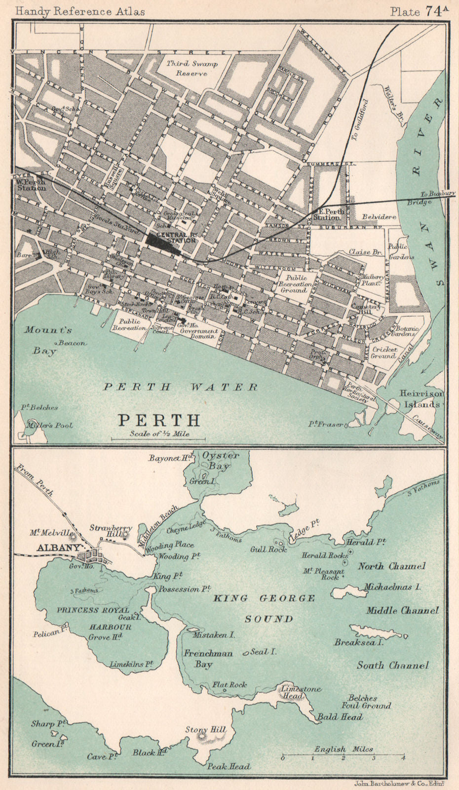 Perth city/town plan. Albany & King George Sound. Western Australia 1904 map
