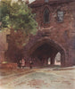 The Abbey gateway, Chester, by Edward Harrison Compton 1910 old antique print