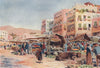 The market, Malaga, Spain, by William Wiehe Collins 1909 old antique print