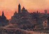 Segovia at sunset, Spain, by William Wiehe Collins 1909 old antique print