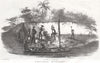 'Preparing breakfast', Panama, lithograph by George Cooper 1853 old print