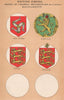 BRITISH DEPENDENCIES FLAGS. Isle of Man. Alderney. Jersey. Guernsey 1916 print
