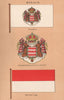 MONACO FLAGS. Standard. Arms on Standard. National Flag 1916 old antique print