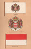 MONACO FLAGS. Standard. Arms on Standard. National Flag 1916 old antique print