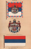 SERVIA SERBIA FLAGS. Royal Standard & Arms. Merchant Flag 1916 old print