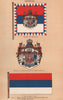 SERVIA SERBIA FLAGS. Royal Standard & Arms. Merchant Flag 1916 old print