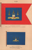 SIAM FLAGS. The Queen's Standard. Crown Prince's Standard. Thailand 1916 print