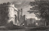 Entrance to Beaumaris Castle, Wales, by Henry Gastineau 1835 old antique print