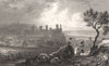 Caernarfon, Wales, by Henry Gastineau 1835 old antique vintage print picture